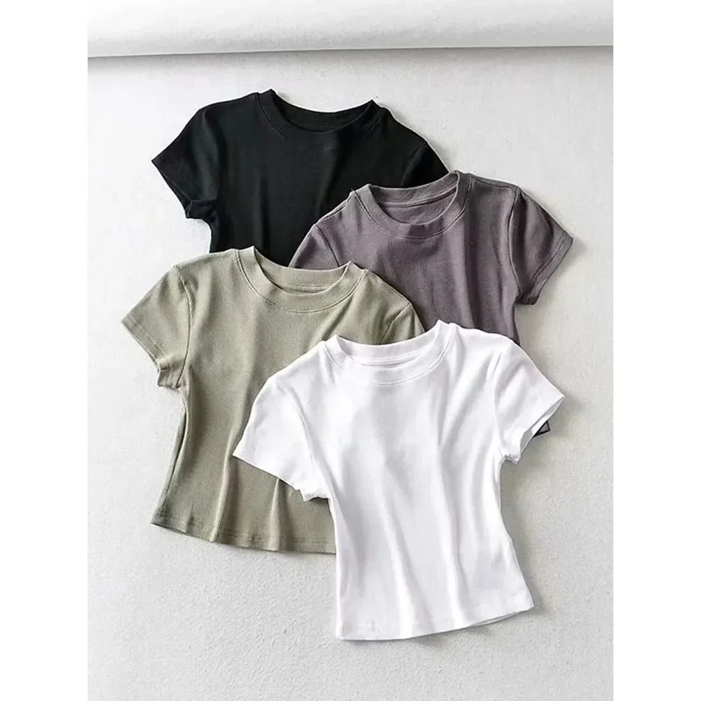 

Summer Sexy Women's One-Ne ort-Sve Slim-Fit Elastic T-irt Comfortable Breathable Casual Faion for Ladies