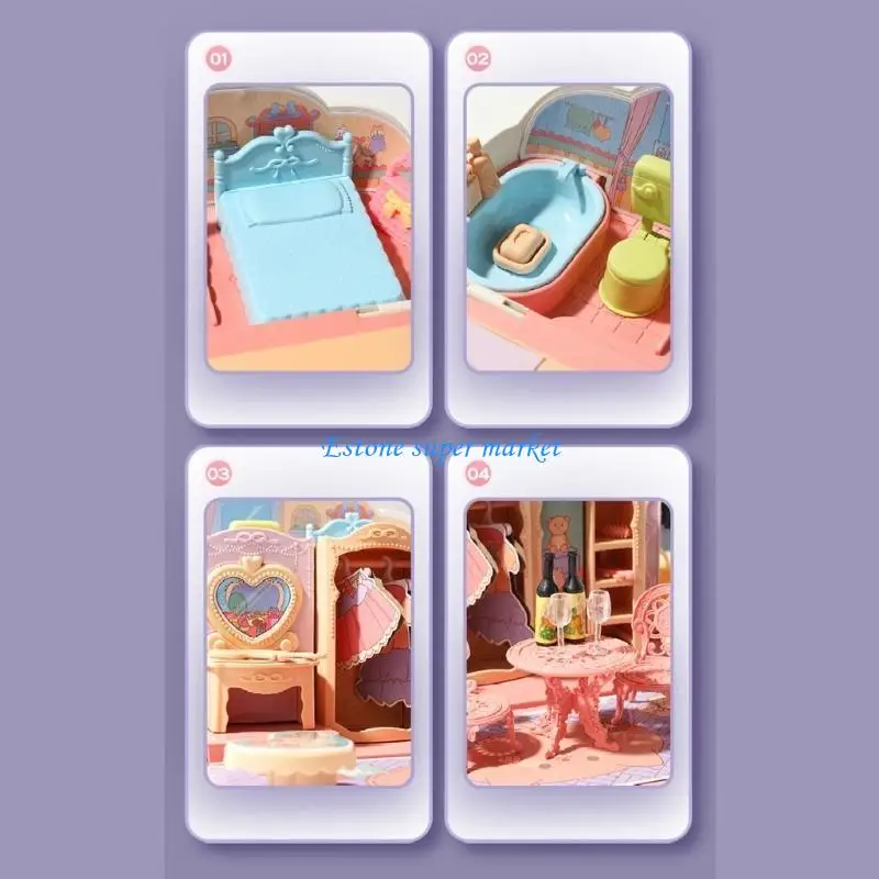 090B Plastica Castello fai-da-te Villa in borse da carry-a-home set per casa delle borse