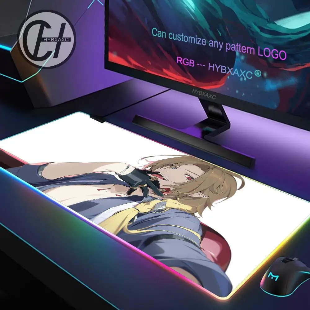 

Zenless Zone Zero Hugo Vlad RGB Mouse Pad Lighting Table Mousepad Size For Game Player Desktop PC Computer Laptop Luminous Mat