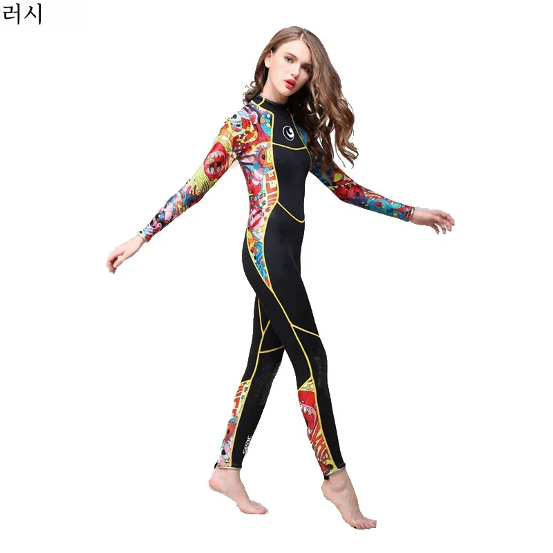 Hisea Women 3MM SCR Neoprene Wetsuit High Elasticity Color Stitching Surf Diving Suit Equipment Jellyfish Clothing Long Sleeved