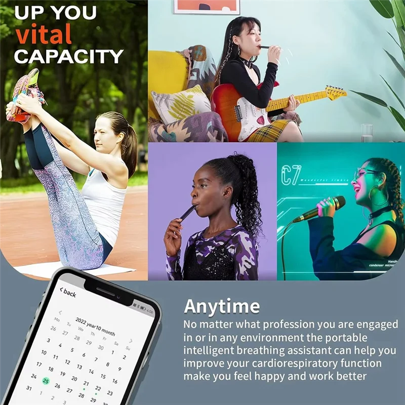 Espirómetro Bluetooth A24U, equipo de resistencia Compatible con móvil para entrenamiento de pulmón y respiración en adultos y niños