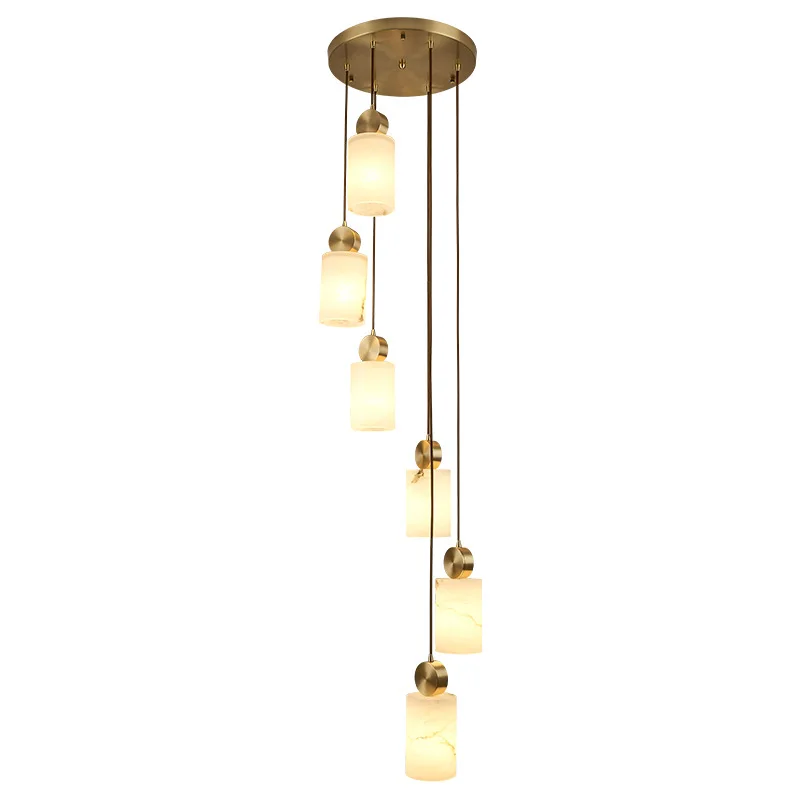 

Duplex stair light, marble long chandelier, new Chinese minimalist