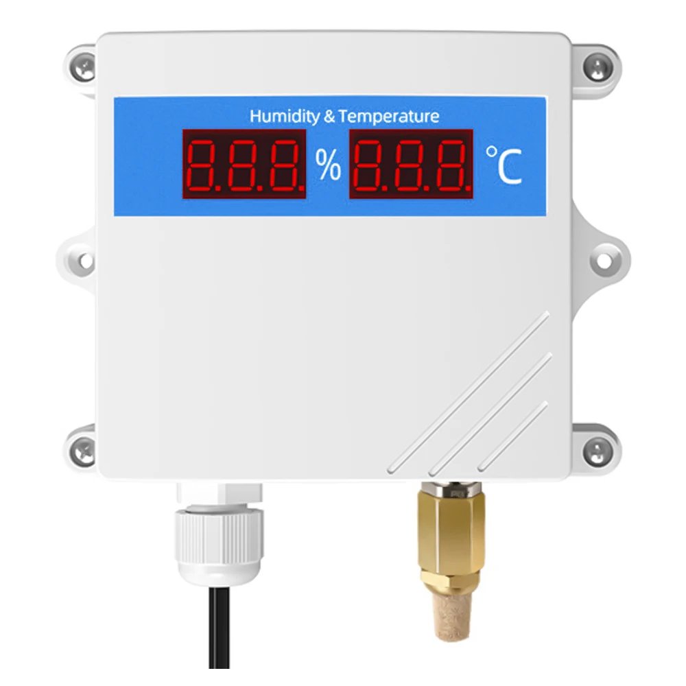 Temperature Humidity Transmitter with Display External Copper Probe High Sensitivity Thermometer for High Dust Dry Environment