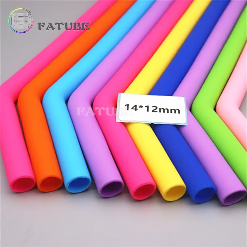 10PCS Fatube Silicone Straw Curved Straws Straight 14 * 12mm, 11 * 8mm, 7.5 * 5.5mm Random Color Straw joint