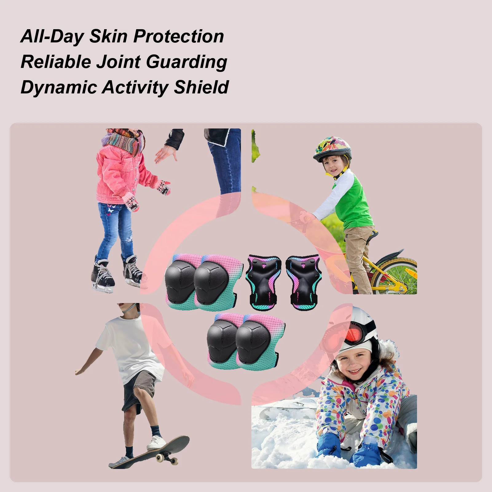 Knee Pads For Kids EVA Foam 3-pieces Protective Set With Elbow Knee Pad And Wrist Guards Kids Protective Gear For Cycling For