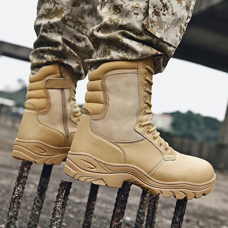 

Мужские военные тактические ботинки, армейские ботинки, мужские военные ботинки с боковой молнией, мужские противоскользящие ботильоны, рабочая защитная обувь, походная обувь