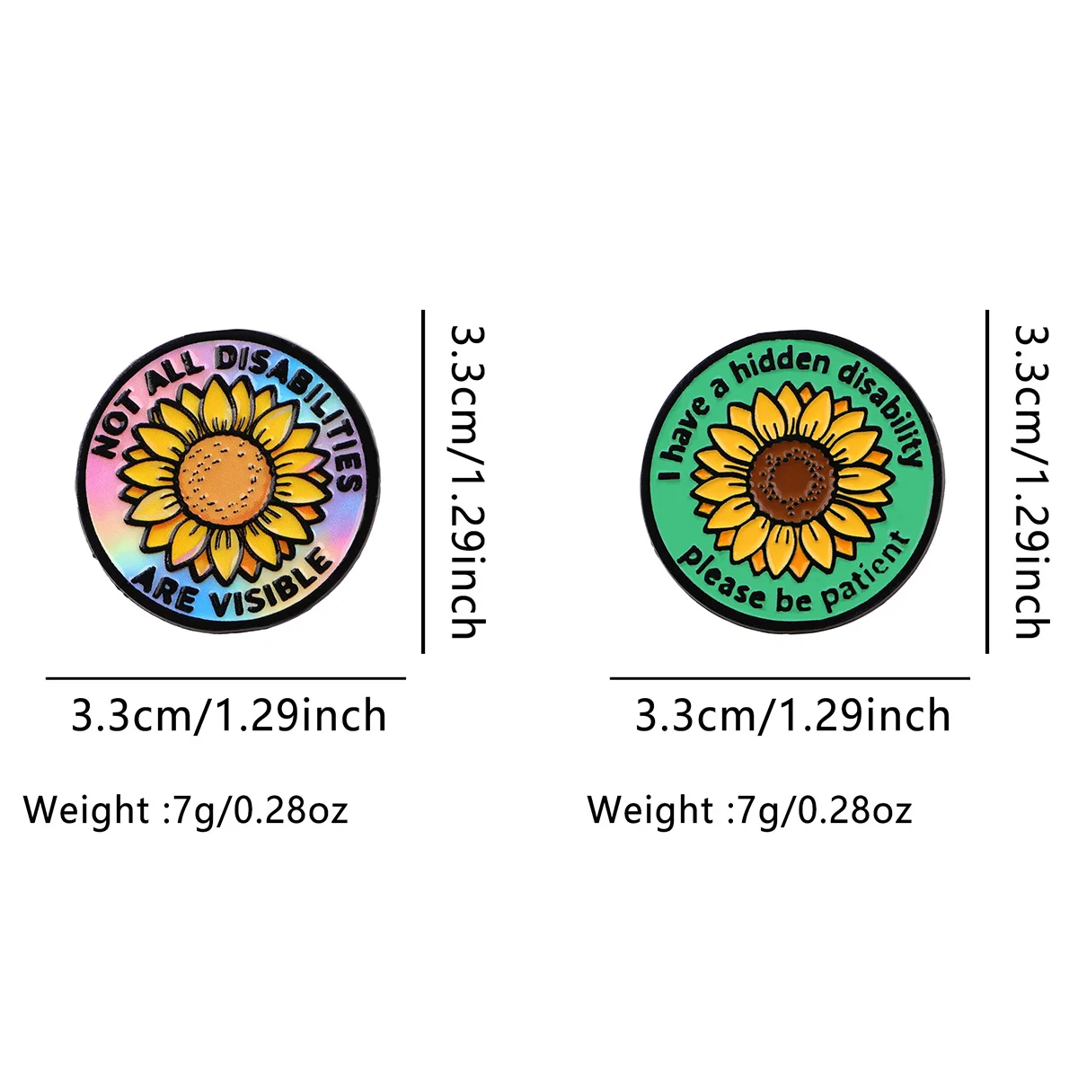 Invisible Disability Sunflower Enamel Pin - 