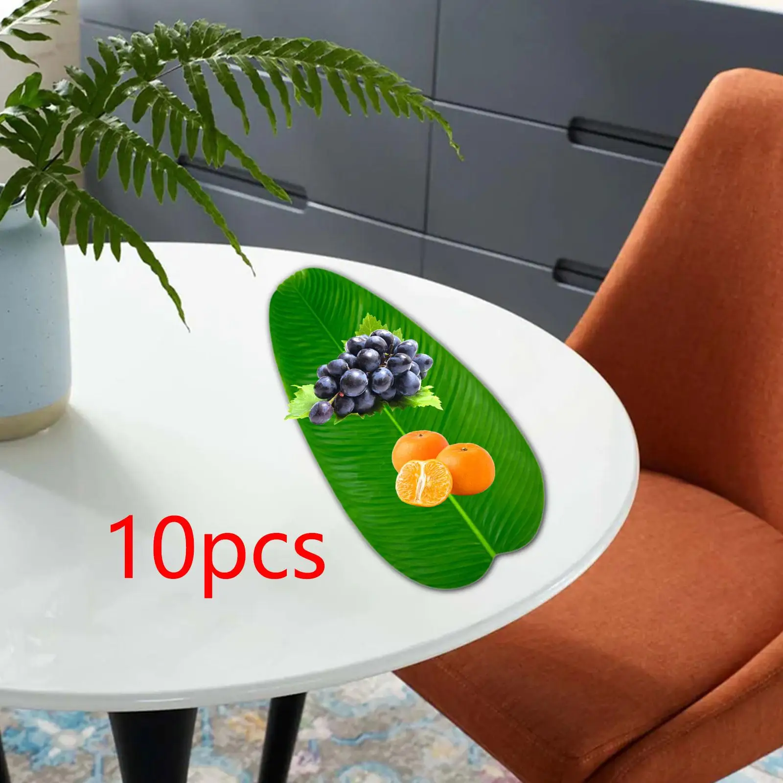 Décoration de table tropicale, accessoires de feuilles hawaïennes, tapis de feuilles de bananier artificielles pour plateau de fruits de mer, plateau de service
