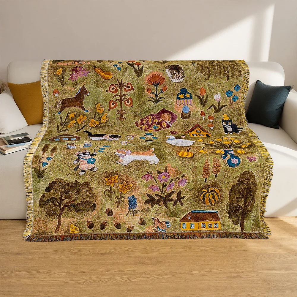 

Хлопковое жаккардовое одеяло, пасторальный фон, декоративный гобелен, одеяло Siesta, офисное одеяло с кондиционером, одеяло