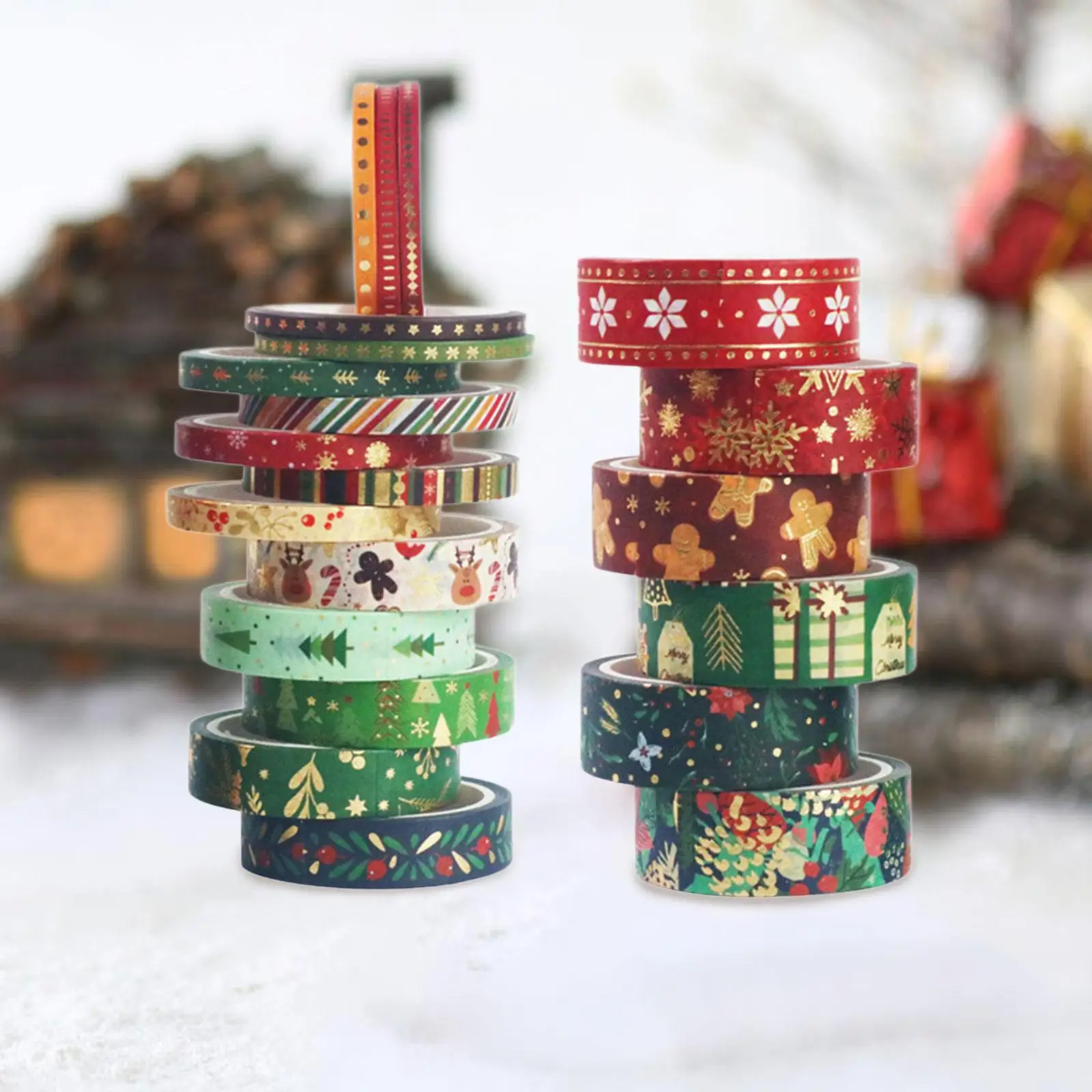 21Pcs Christmas Washi Tape Foil Gold for Journal Gift Packaging Party Favors