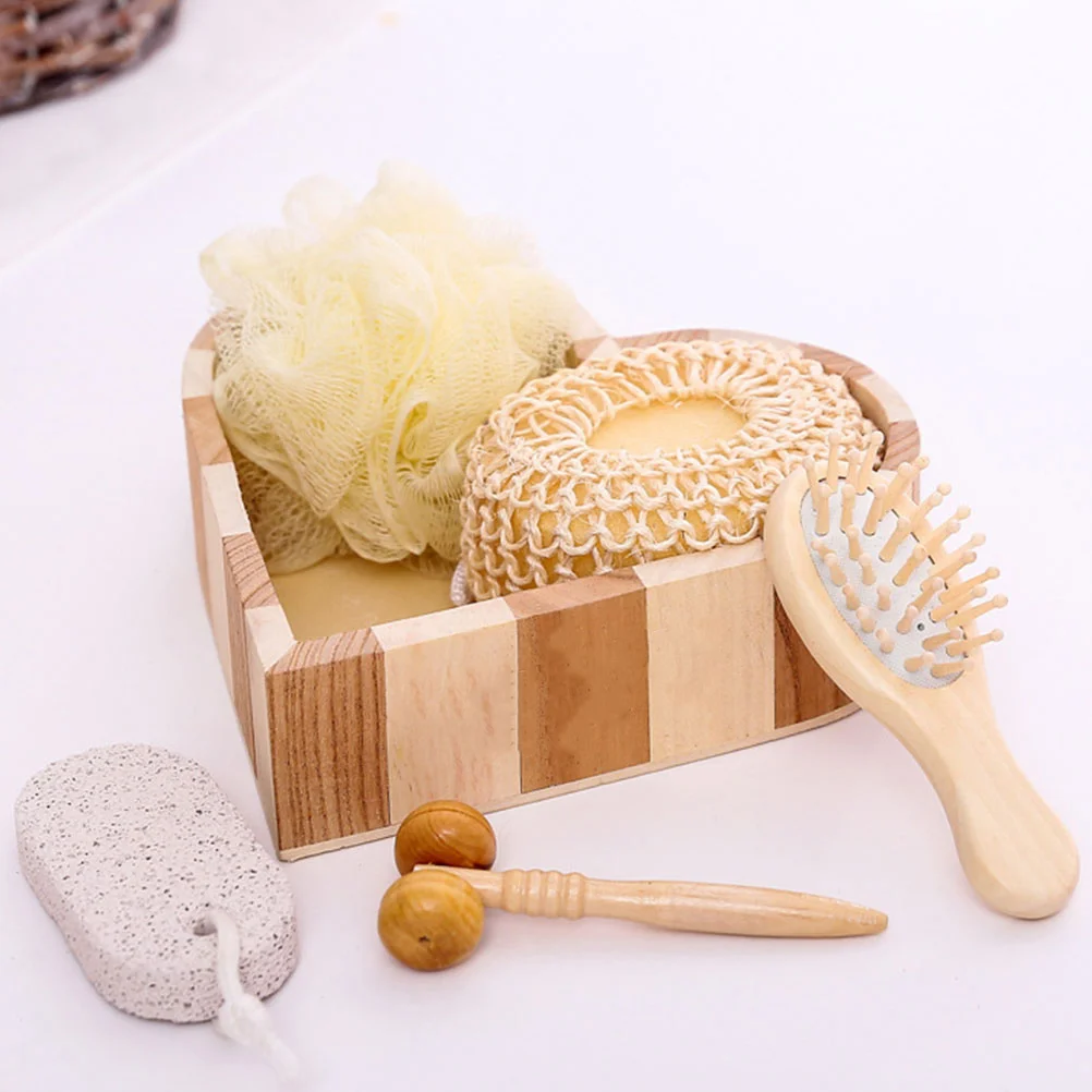 

1 комплект, деревянное ведро в форме сердца, набор для чистки купания, отшелушивающий скруббер для душа, удаление кератина, принадлежности для дома, ванной комнаты, деревянные принадлежности