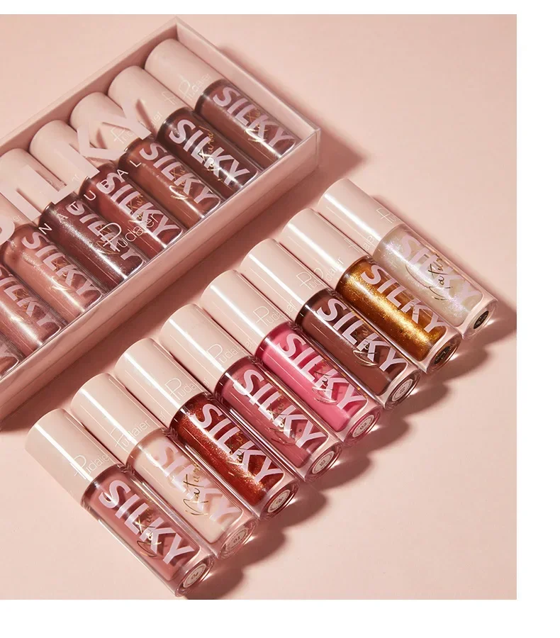 Pudaier 8 colores diamante brillante brillo de labios conjunto de lápiz labial hidratante de larga duración brillo de labios Sexy lápiz labial cosméticos