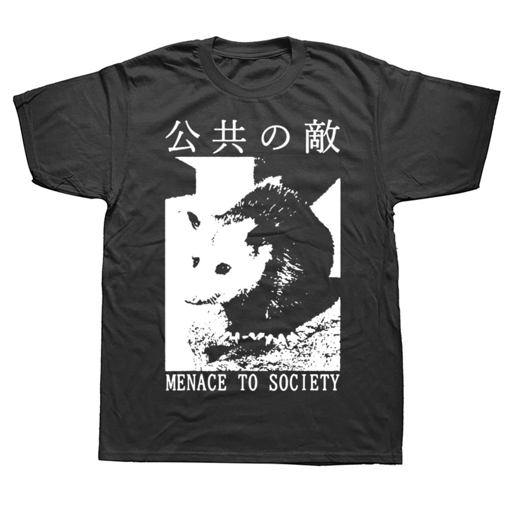 Camisetas divertidas con gráficos de Menace To Society Opossum para hombre, ropa de calle de Humor de algodón puro, camiseta de manga corta, ropa holgada Unisex