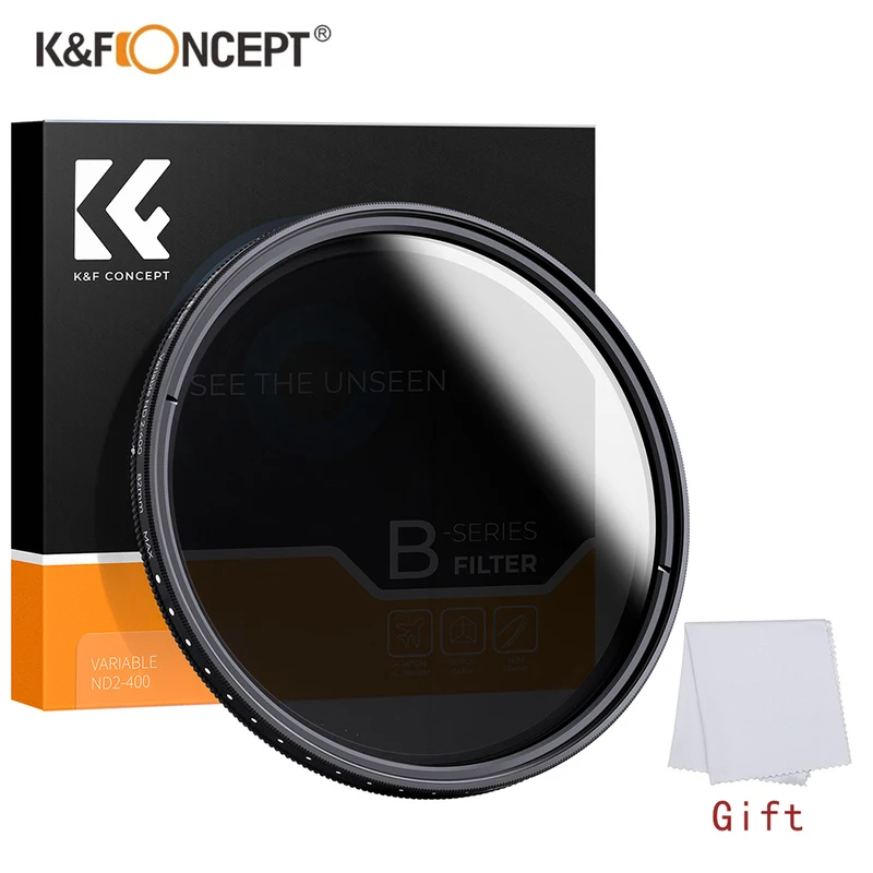 

K&F Concept 37-82mm Variable ND2 to ND400 ND Filter ND Fader Variable Neutral Density filter for Camera Lens 552 67 72 77 82mm
