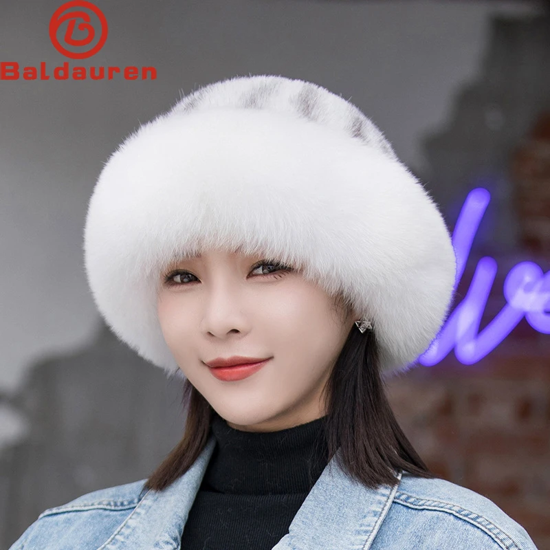 

Women Real Mink Fur Bomber Hats Winter Genuine Fox Fur Cap Luxurious Quality Winter Hat Warm Soft Fluffy Natural Mink Fur Hat