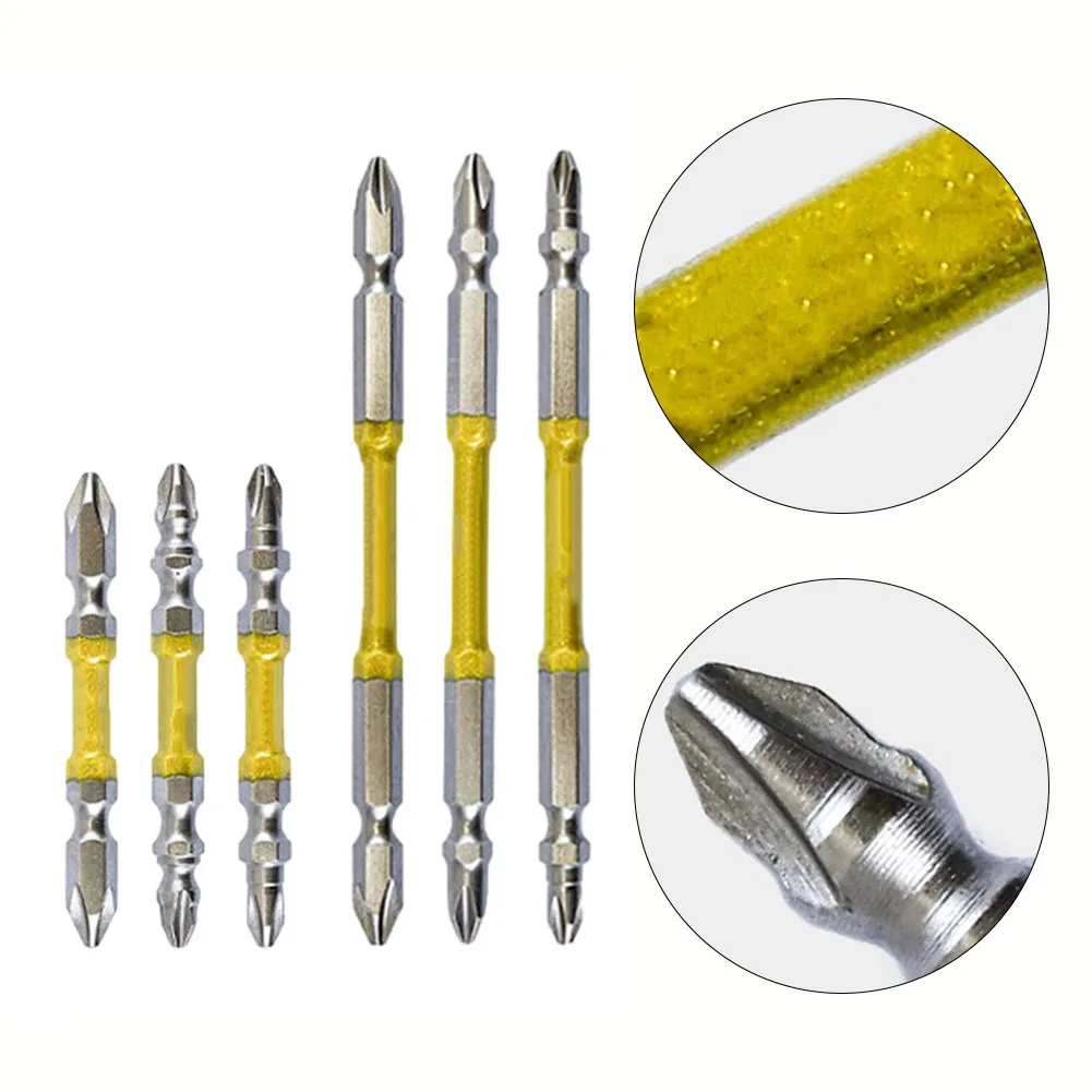 6pcs Cross Screwdriver Bit Set Magnetic PH2 Double Head Screwdriver Bits Screw Driver Adapter Electric Screwdriver 65-110mm