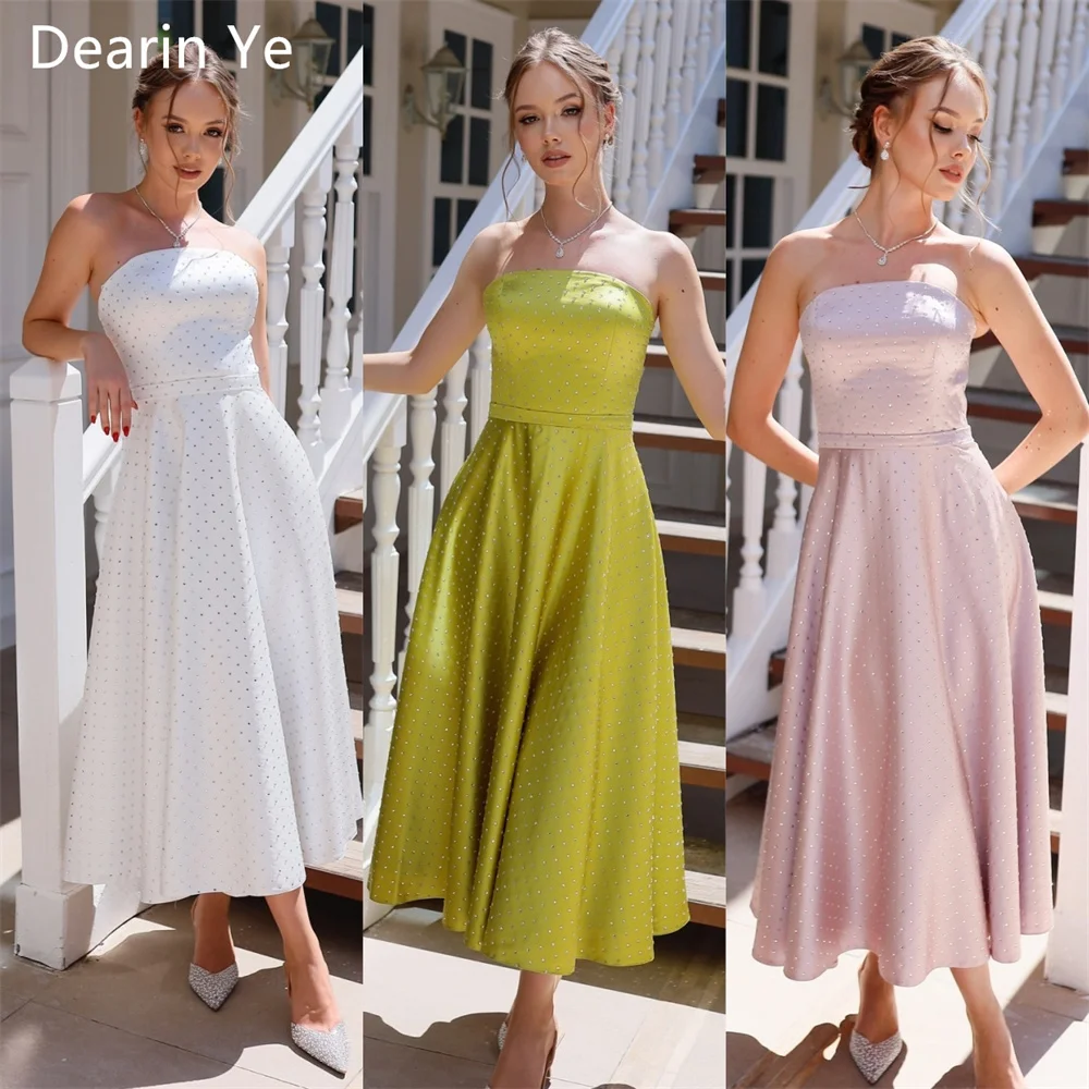 

Customized Saudi Arabia Evening Dress Dearin Strapless A-line Ankle Length Skirts Ruffle Bespoke Occasion Dresses Prom Formal Go