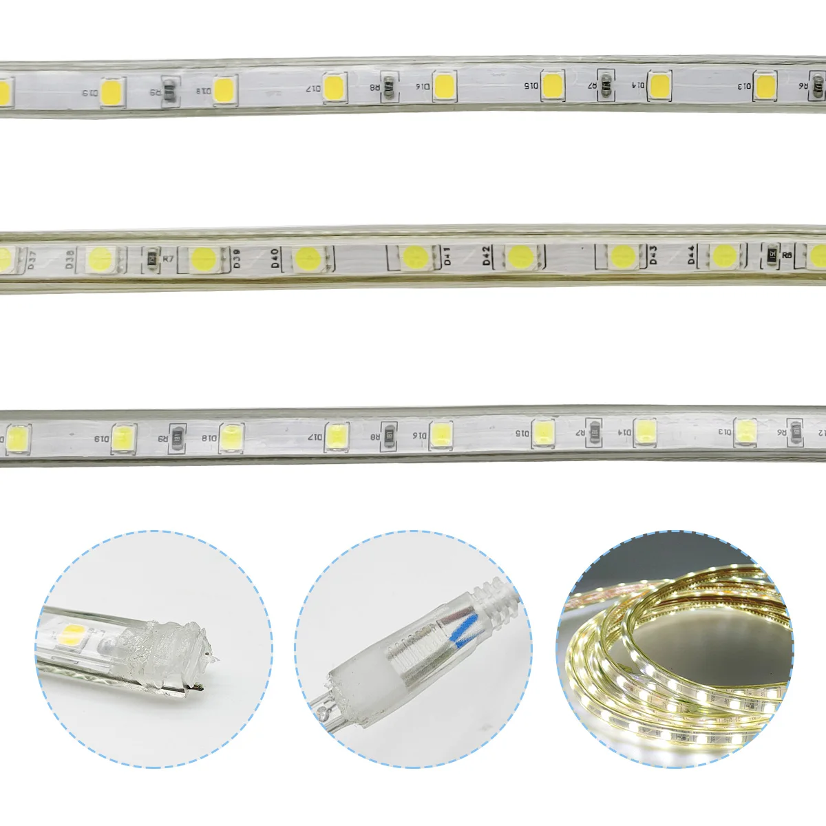 60Leds/m SMD 5050 Led Strip Light 220V High Brightness Waterproof Flexible Kitchen Outdoor Garden Led Lights 5m10m EU plug image 5