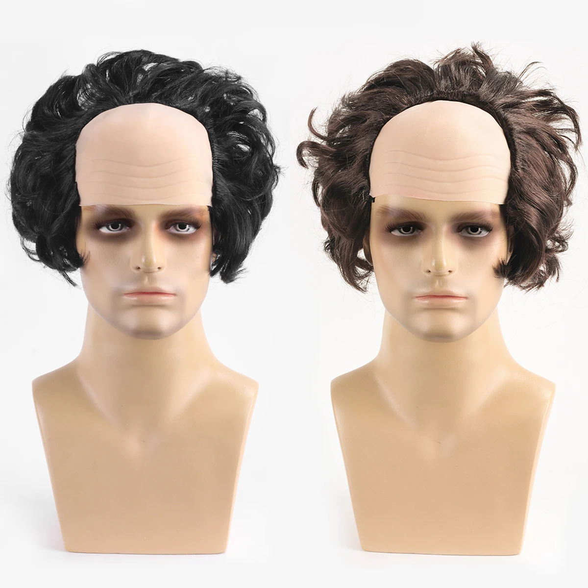 European and American Mediterranean Style Scalp Wig Synthetic Fiber Festival Party Funny Half-Scalp Wig Grandpa Style