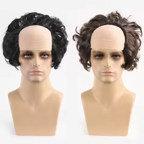 European and American Mediterranean style scalp wig synthetic fiber festival party funny half-scalp wig grandpa style