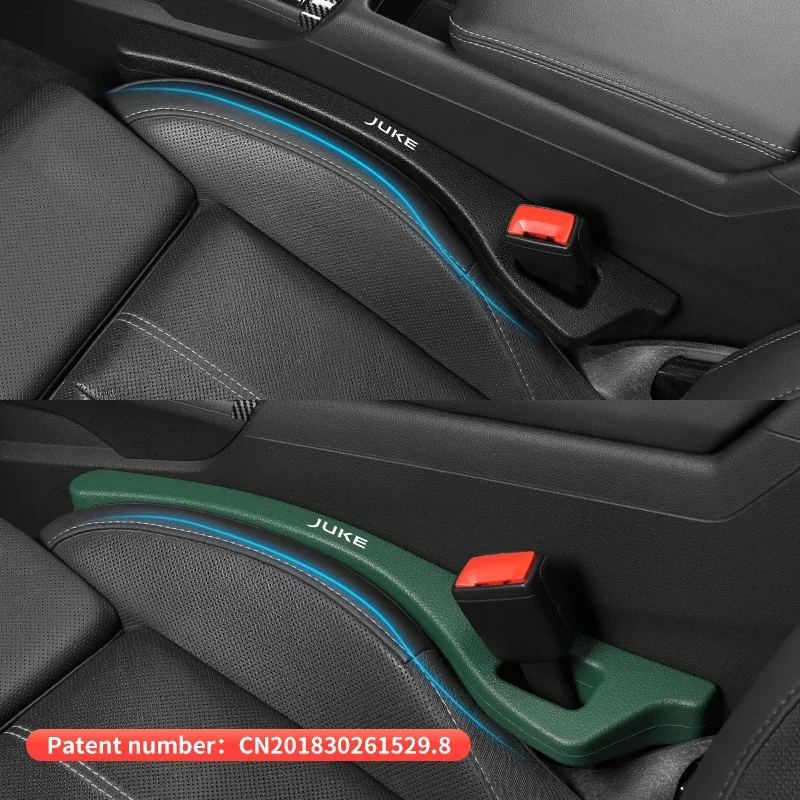 Car Seat Gap Filler PU Leather Car Seat Gap Plug Car Seat Crevice Blocker For Nissan Juke 2015-2020 accessories logo