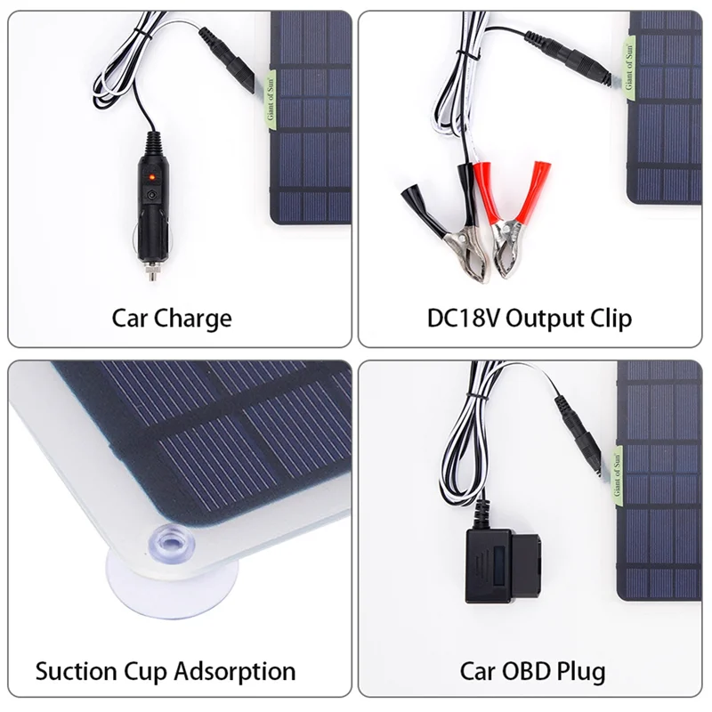 20W Solar Panel 12V 10A Battery Controller Car Charger Outdoor Battery Supply for Vehicle Battery with OBD Plug