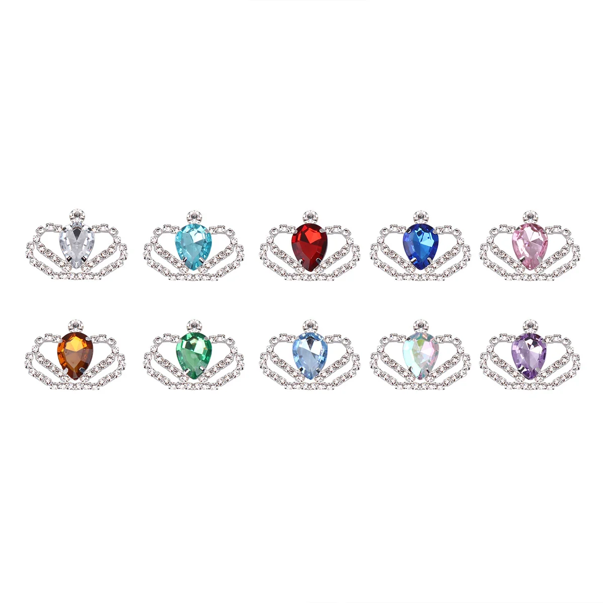 

10Pcs Crown Decorative Patches Alloy Rhinestone Inlaid Crystal DIY Jewelry Accessory for Women Elegant Shoe Buckle