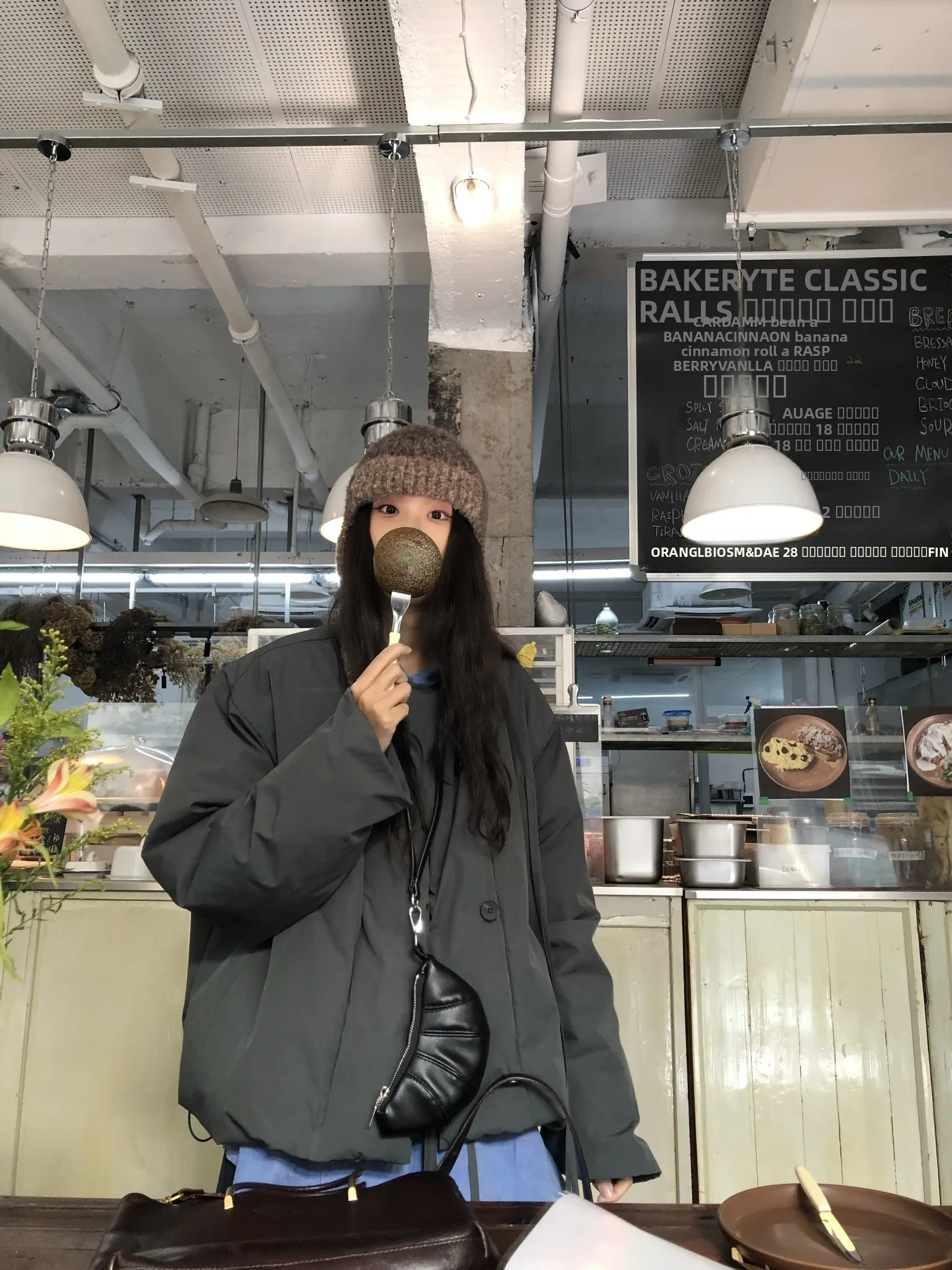 

Jinputi Original Design Loose Women's Cotton Jaet Fall Winter Thi Bread Sle Top round Ne Long Sve Pure Color