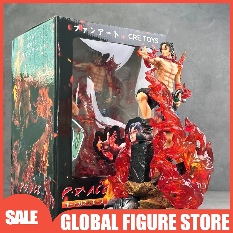 

30cm One Piece Portgas D. Ace GK Statue Figure Flame Fruit Fire Fist Pose Premium Anime Scene Model with Detailed Base Boy Gift