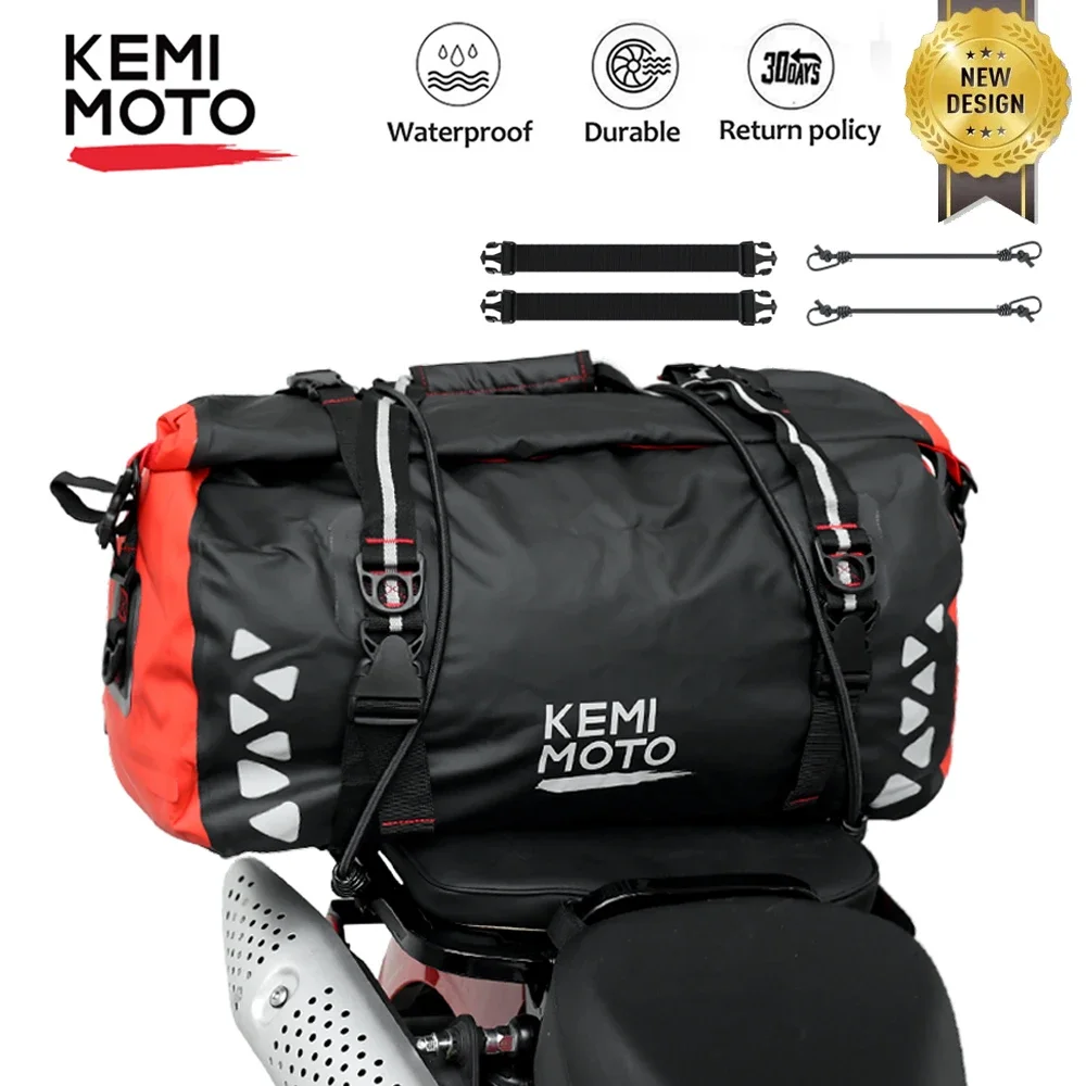 KEMIMOTO Motorcycle Bag Waterproof PVC Tail Bags Reflective Tail Duffle Bag Saddle Dry Luggage Outdoor Bag For  BMW For Yamaha