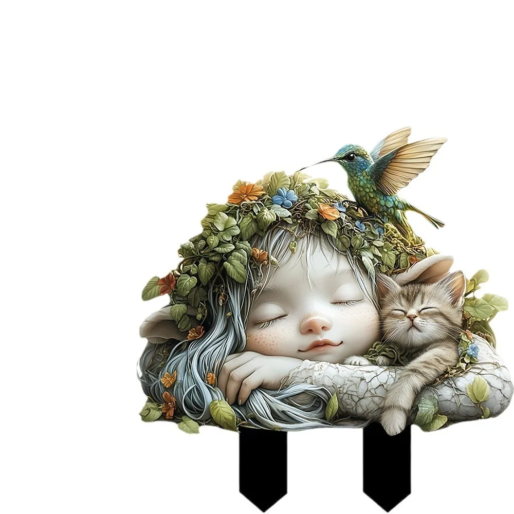 

Acrylic Fairy Garden Art Sculpture Artificial Creative Garden Floor Plugs Multi functional Cute Fairy Mini Figurine Yard