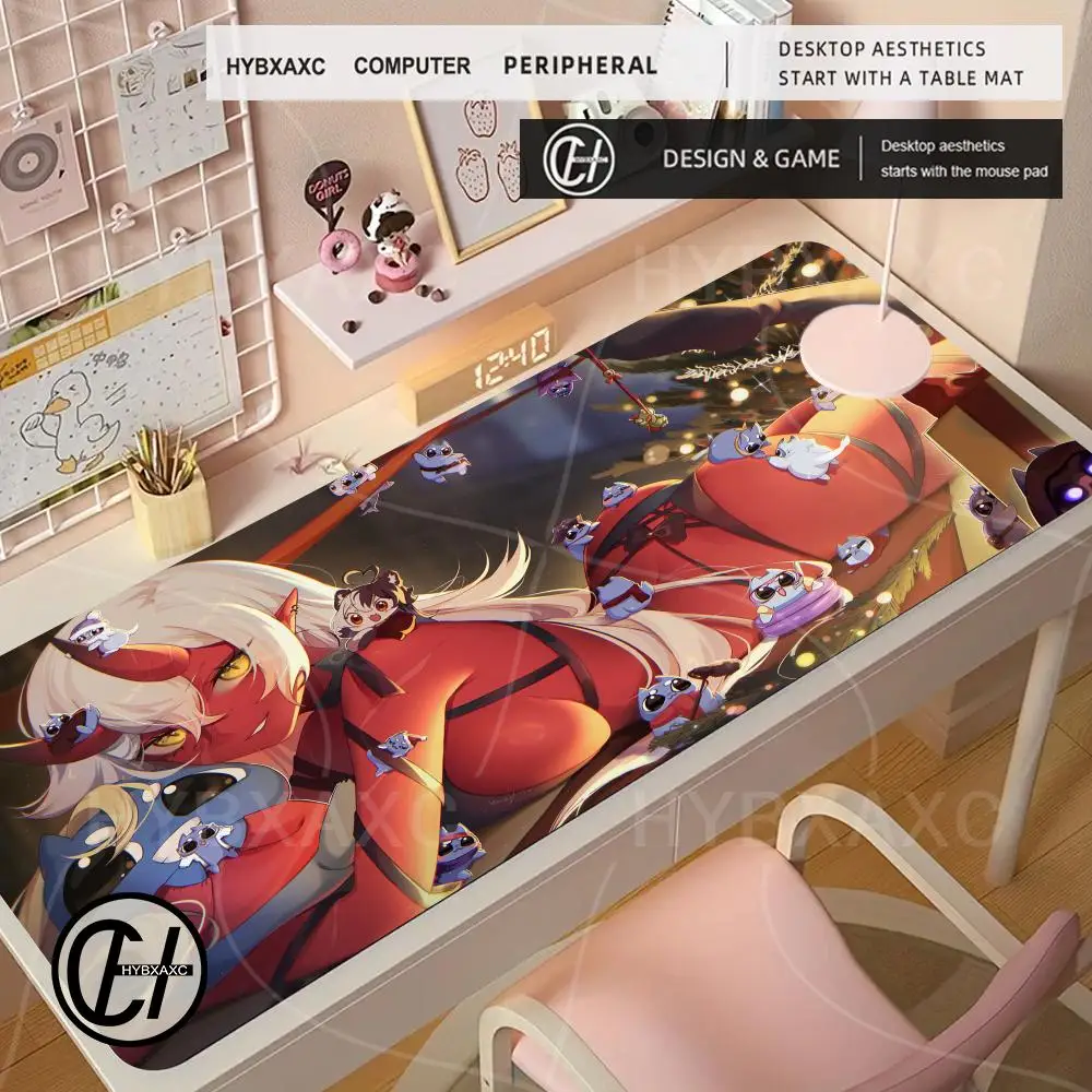 Hot Vtuber yoclesh Mouse Pad XXL อุปกรณ์เสริมสําหรับเล่นเกมสํานักงาน Gamer คีย์บอร์ดโต๊ะขนาดใหญ่ Japan Devil Horns สาวอะนิเมะ Mousepad