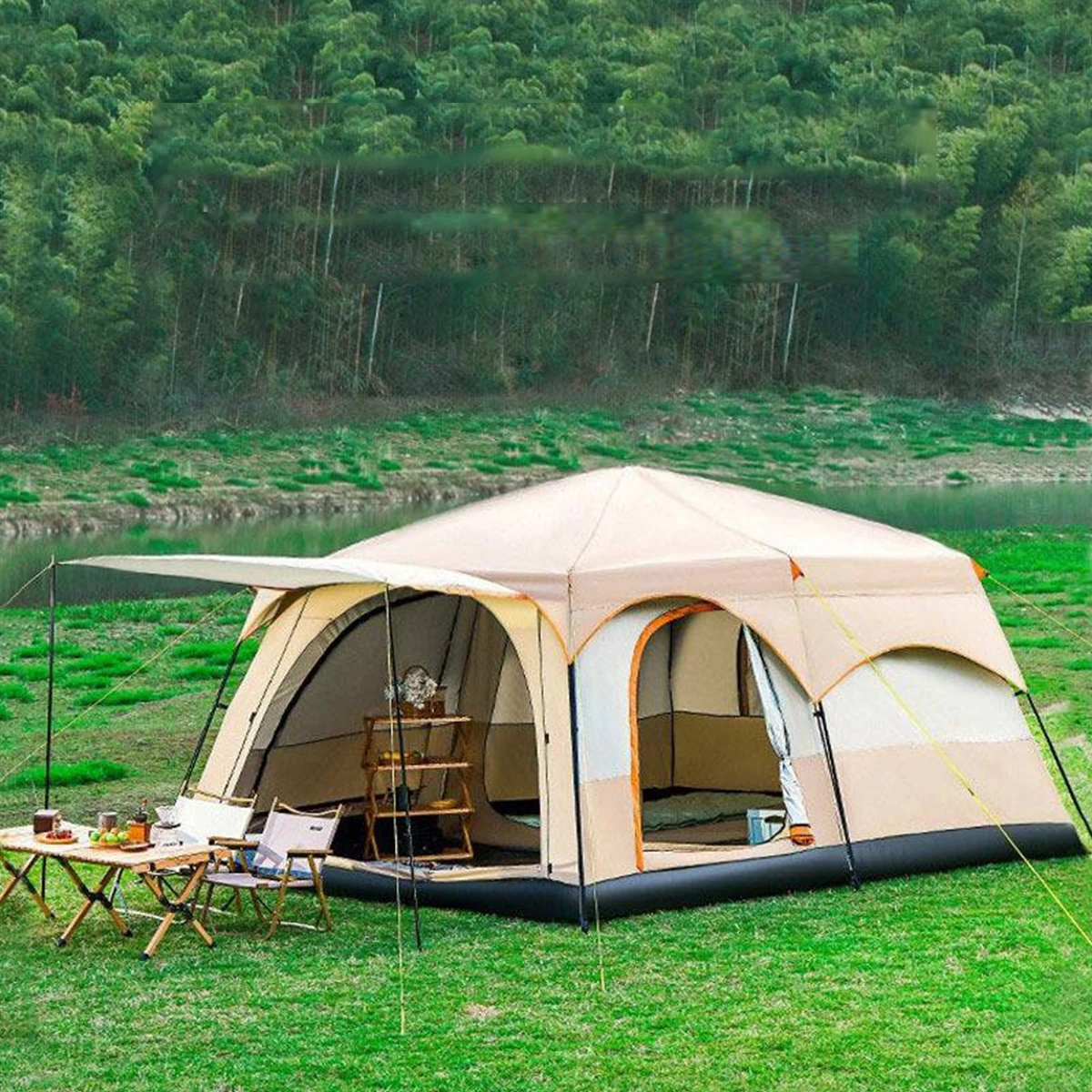 

Big Tent Outdoor Thickened Windproof Two Rooms One Room Portable Picnic Camping Camping