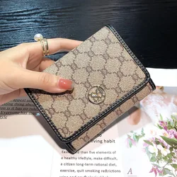 Cartera corta de cuero genuino para mujer, billetera minimalista de diseñador de lujo con múltiples ranuras para tarjetas, embalaje de caja de regalo, nuevo