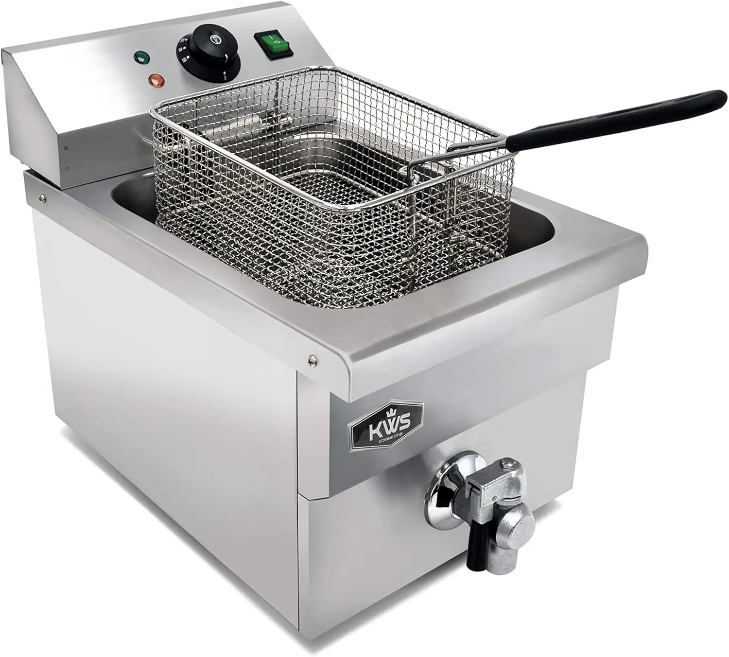 

KWS DY-8 Commercial Electric 1750W Deep Fryer 7.57L Stainless Steel with Faucet Drain Valve System for Commercial and Home