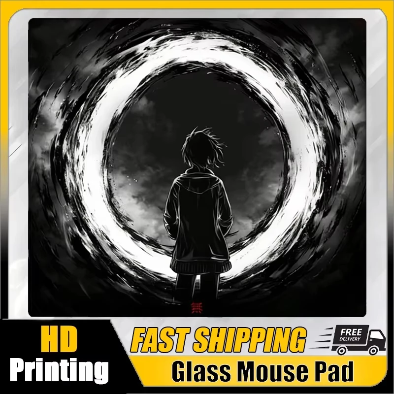 Glass Gaming Mouse Pad Cool T-Tekkusai S-Singularity Customized Pattern For Tempered Smooth Game Desk Mat FPS E-sports Office