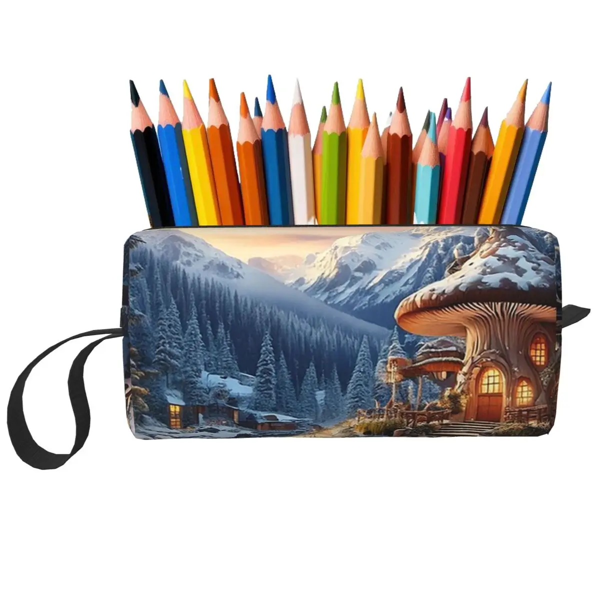 Magical Forest Cottage Pencil Case for Students Gifts Pen Box Pencil Bag Stationery Supplies Travel Women Organizer Pouch