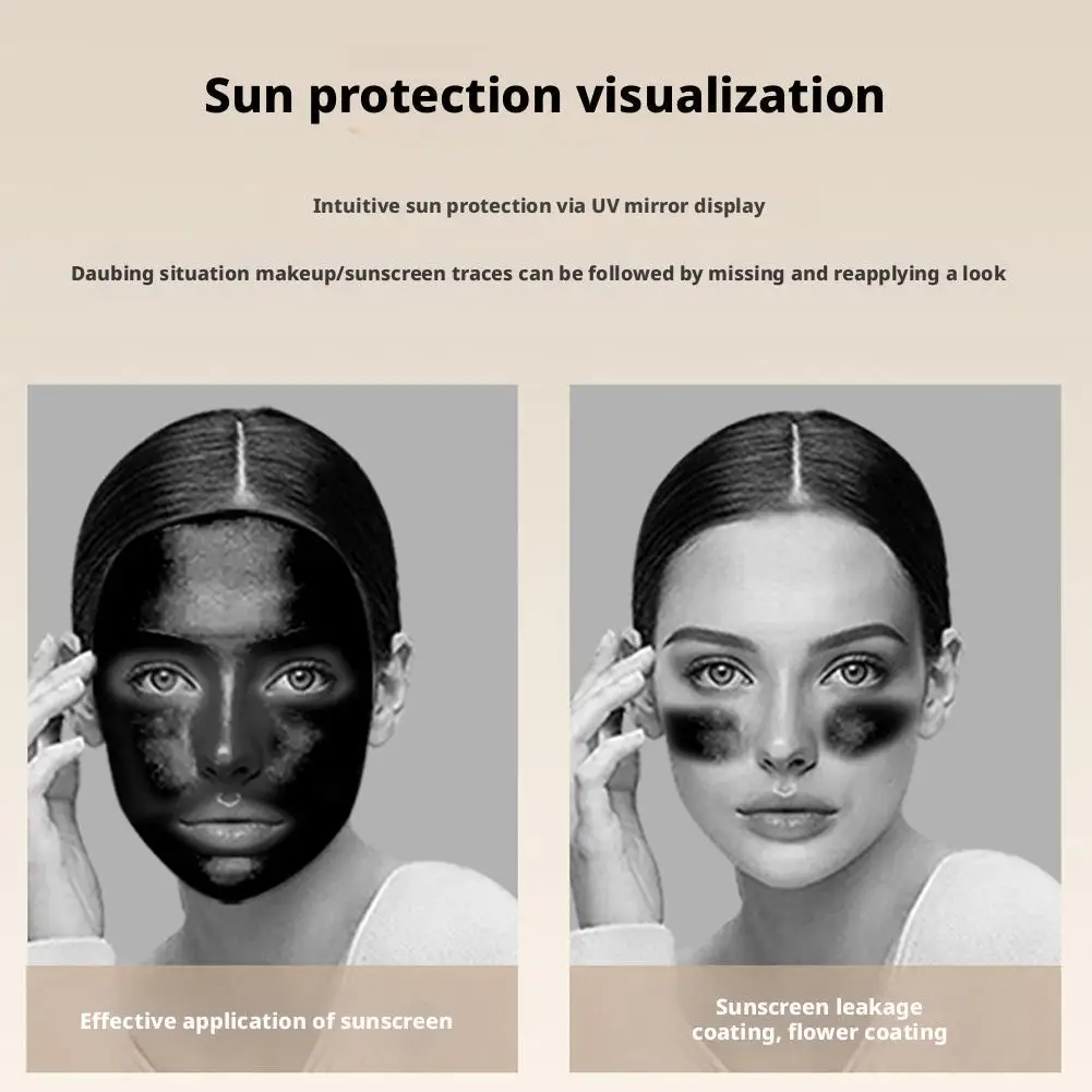 1 stks UV Camera Voor Zonnebrandcrème Test UV Spiegel Zonnebrandcrème Camera Vergrotende Reisspiegel Met Dimbare LED Verlichting Voor Huidverzorging