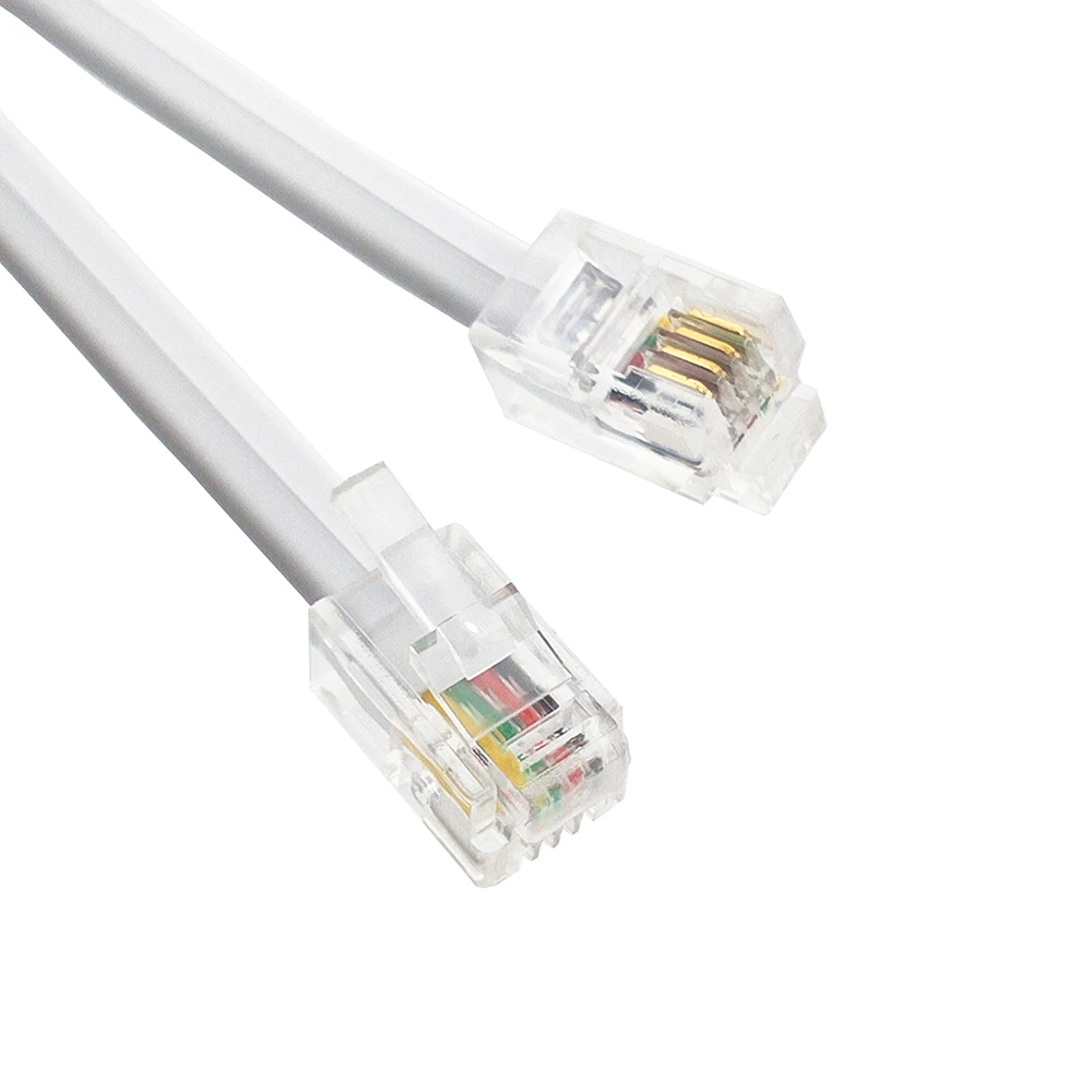 1M/2M/5M RJ9 4P4C Connector 4-core Flat Telephone Cable Signal Wire Handset Line White