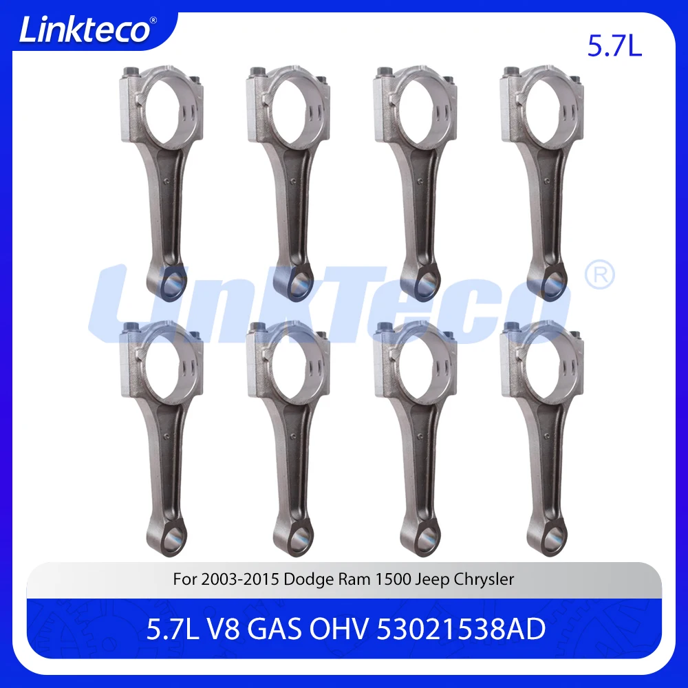 

Комплект шатунов деталей двигателя подходит для 5,7 л V8 GAS OHV для Chrysler Dodge Ram 1500 2500 3500 Jeep 5.7L 53021538AD 2003-2008 годов