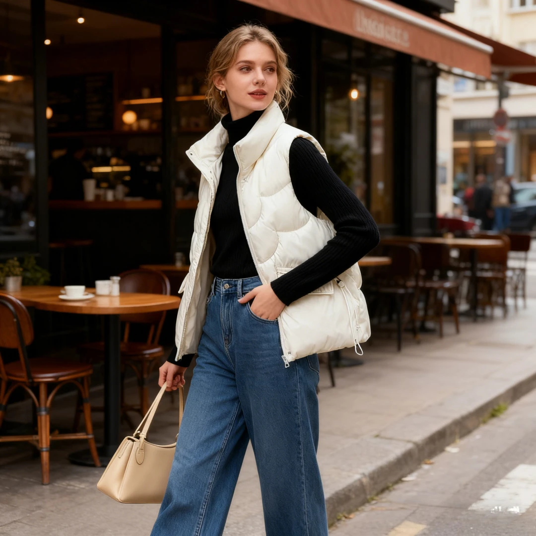 

Женские жилеты, парки, зимние однотонные пальто без рукавов с воротником-стойкой и карманами на молнии, верхняя одежда на шнуровке High Street, облегающая осень