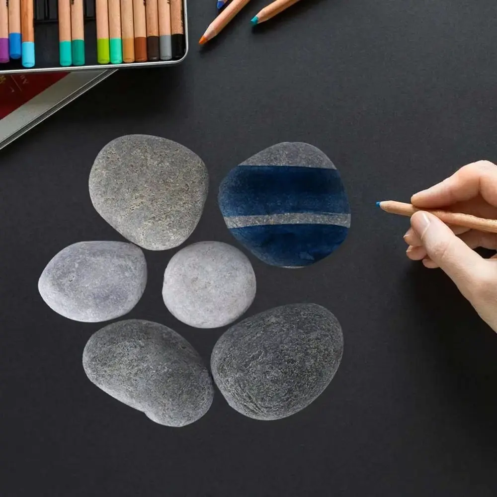 

Smooth Painting Rocks Non-Porous Colored Drawing Natural River Rocks Flat Grayish-Black Tones Hand-Painted Stones Garden Decor