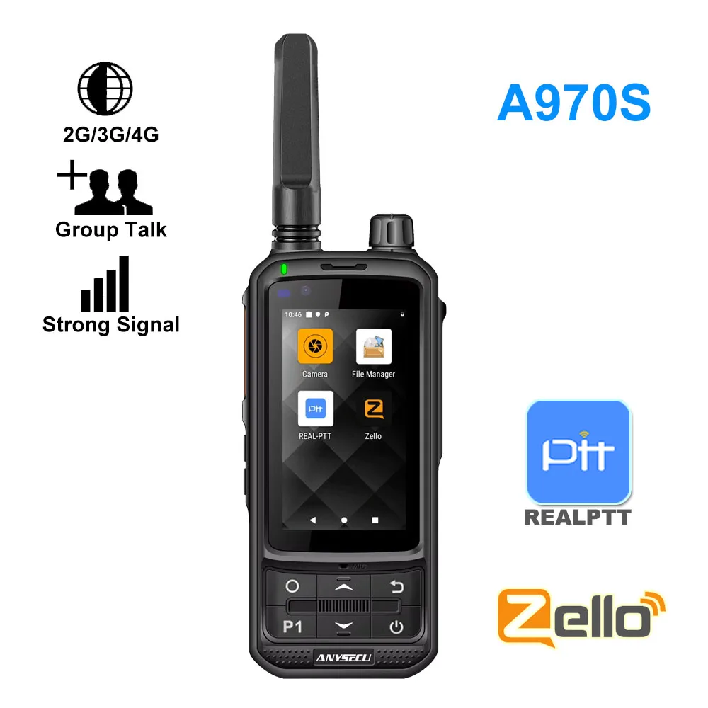 Anysecu A970s Android Wifi Zello 4g Poc Real Ptt Star Sim Card Ham Push To Talk Radio Communication Two Way Radio Portable