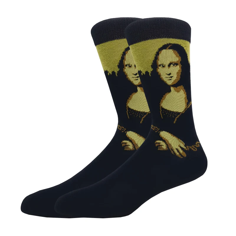 2022 New Winter Combed Cotton Mens Socks Harajuku Happy Funny Retro Personality Art Van Socks for Wedding Christmas Gift