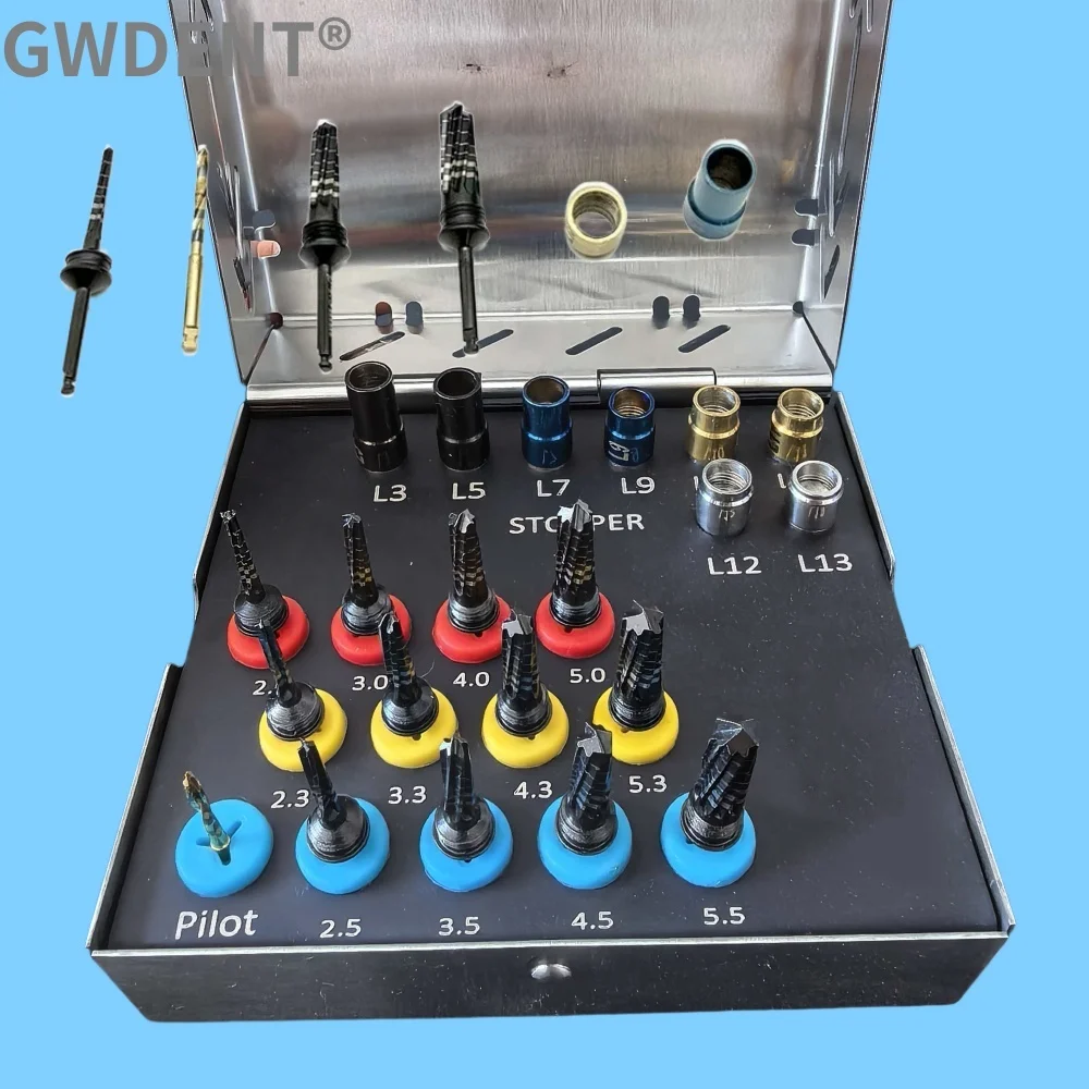 

21pcs/Set Dental Osseodensification Bur Drills Kit Dental Surgical Implant System Drivers with Stoppers