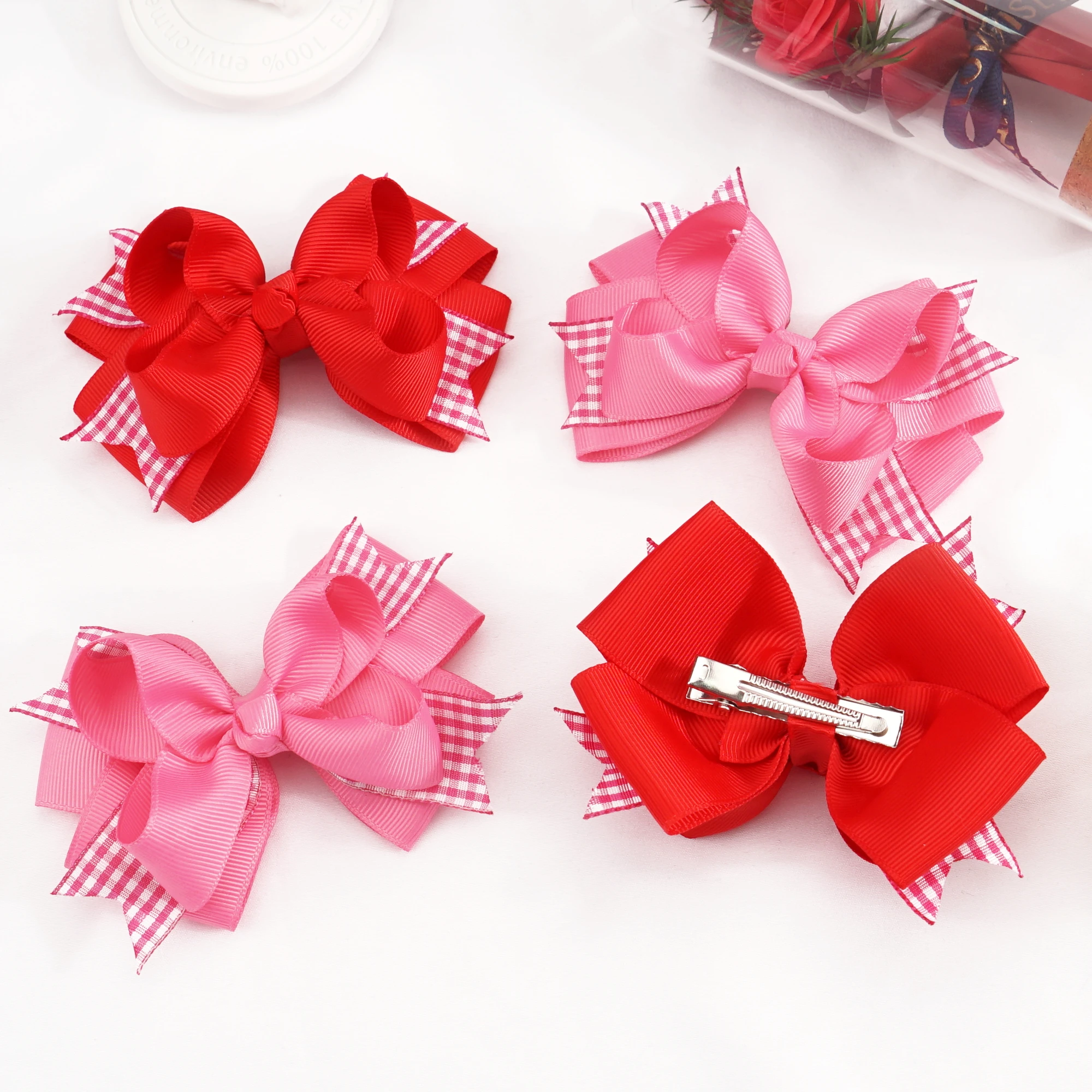 2Pcs 1piars Sweet  Bows Hair Clips For Girls Glitter Bowknot Hairpins Handmade Boutique Barrettes Headwear Hair Accessories