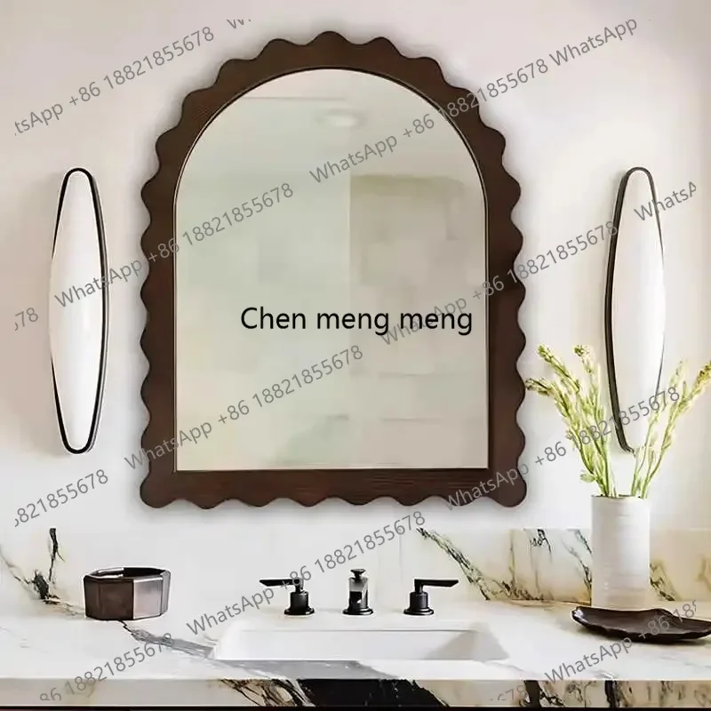 01A European Style Retro Design Wavy Shape Dressing Hanging Mirror Home Furnishing Bathroom Advanced Decoration Wall-mounted Mir