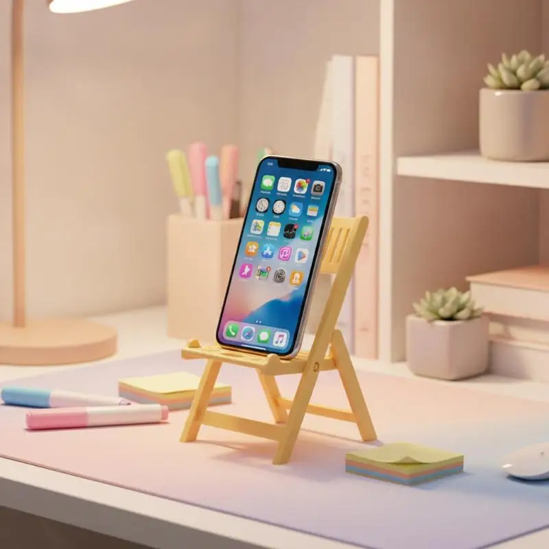 Mini Beach Chair Shape Cell Phone Stand Foldable Universal Candy Color Mobile Phone Holder Multi Angle Cradle For Desk Tablet