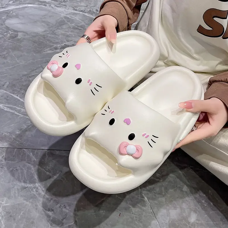 

2025 Spring and Summer New Non-slip Cartoon Kitten Cute Indoor EVA Lady Slippers Home Soft Soled Women's Shoes