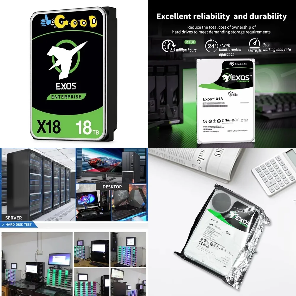

18TB 3.5 Inch SAS 12Gb s 7200 RPM Hard Drive Disk for ST18000NM004J Exos X18 Server Storage HDD for Data Center Enterprise